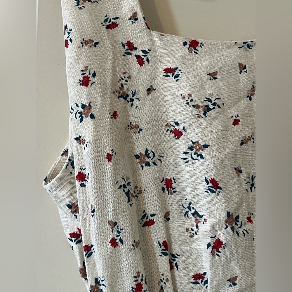 Monteau Rayon/Linen Blend Floral off-White Sleeveless Dress Juniors Size Large - Picture 5 of 15